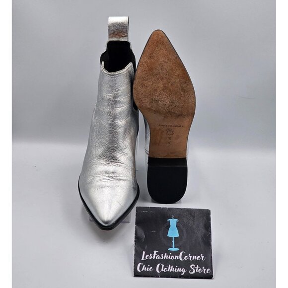 Loeffler Randall Women Metallic Silver Nellie Chelsea Pointed Booties Sz10  2971 - Picture 3 of 16